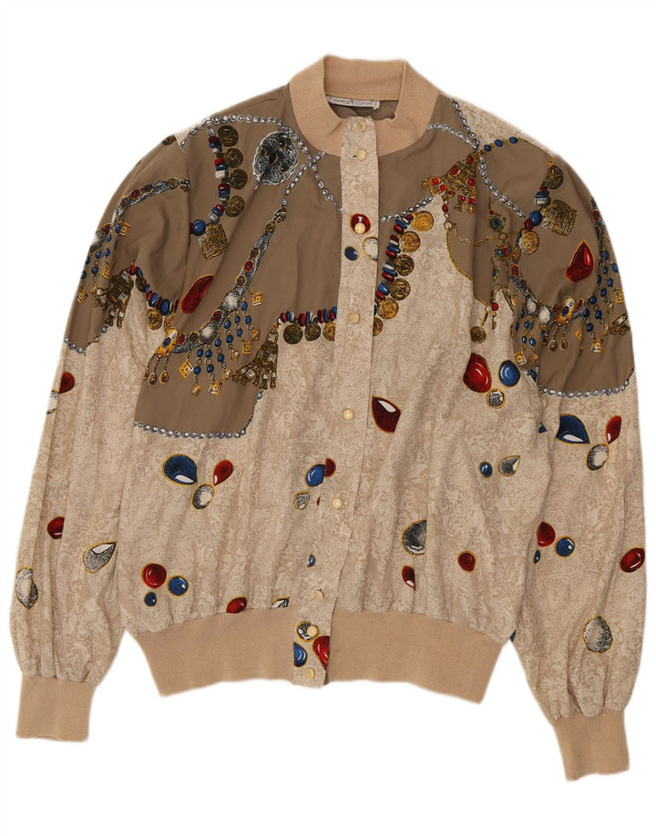 Marcello Cioni Γυναικείο γραφικό μπουφάν Bomber IT 50 XL Beige Colourblock