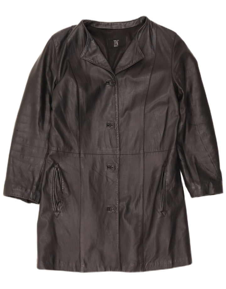 Zen Γυναικείο Δερμάτινο Παλτό IT 42 Medium Black Leather