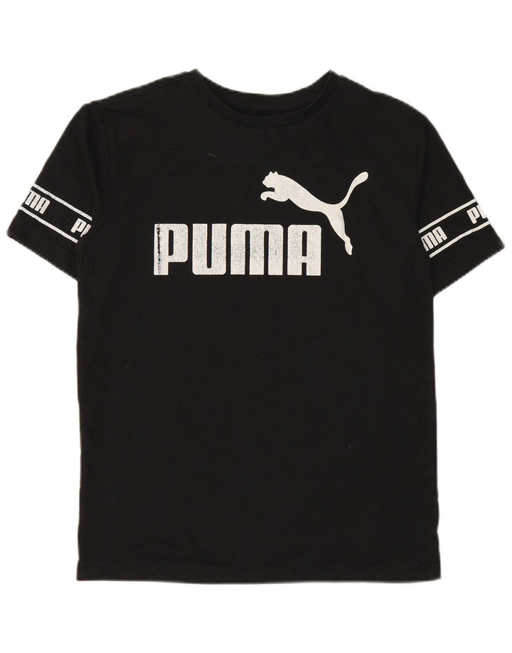 Γραφικό μπλουζάκι PUMA Boys Top 13-14 ετών μεγάλο μαύρο βαμβακερό