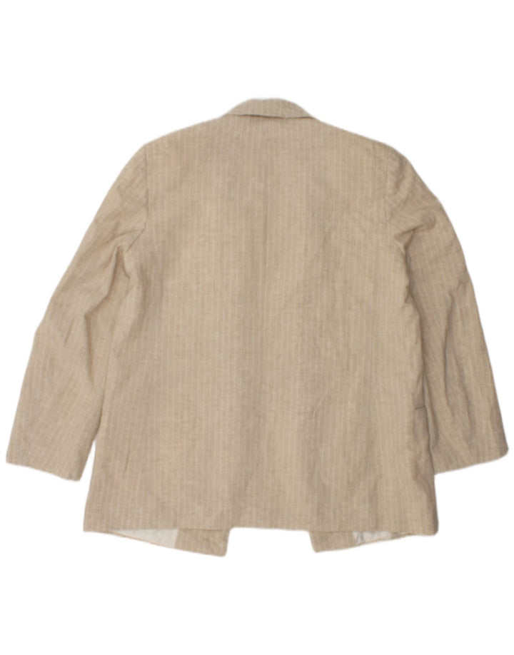 Zara Γυναικείο Open Blazer Jacket UK 16 Large Beige ριγέ
