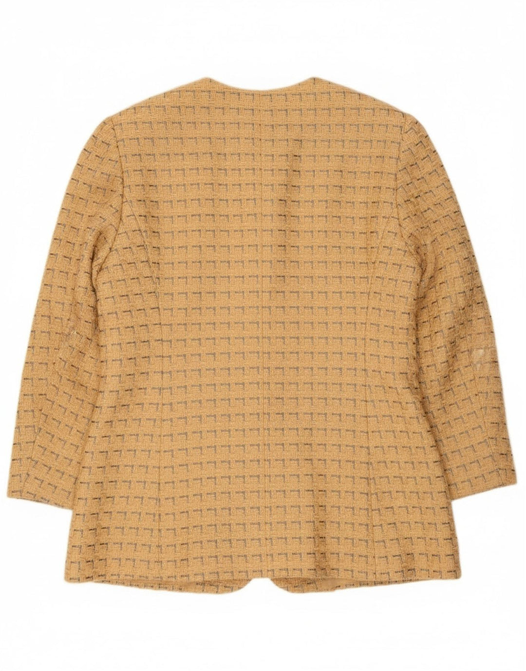 Jaeger γυναικείο τζάκετ blazer UK 12 μεσαίο κίτρινο γεωμετρικό βαμβάκι