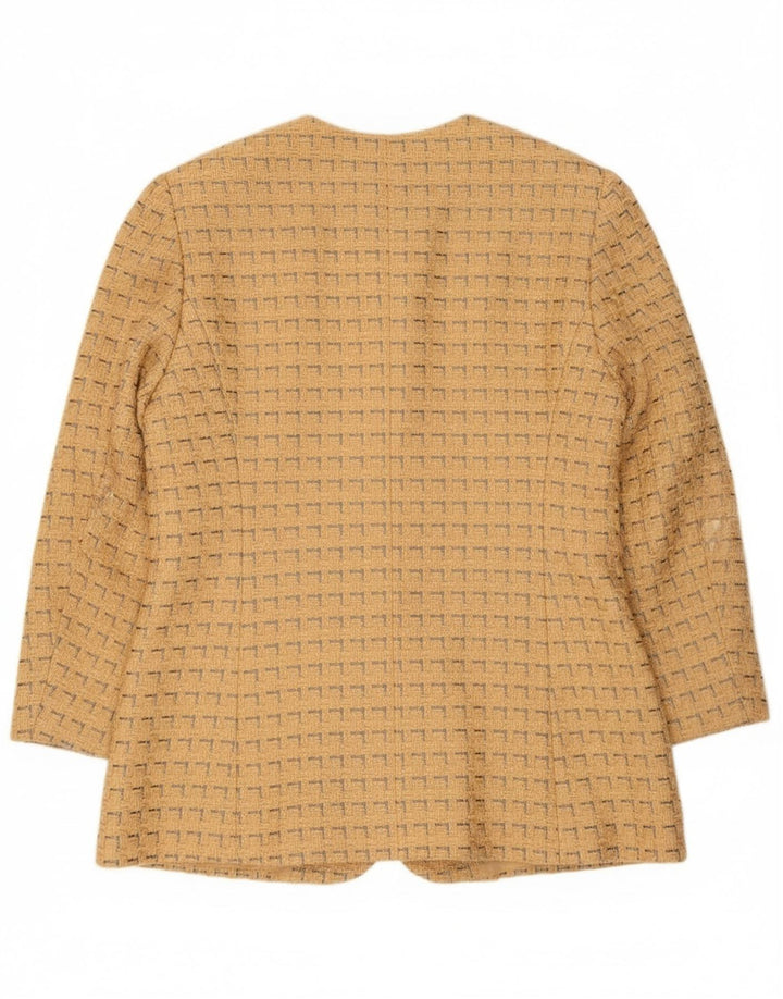 Jaeger γυναικείο τζάκετ blazer UK 12 μεσαίο κίτρινο γεωμετρικό βαμβάκι