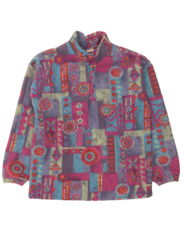 Vintage Ανδρικό κουμπιά Fleece Jumper XL Πολύχρωμος Γεωμετρικός Πολυεστέρας