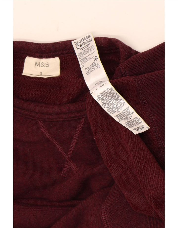 Marks & Spencer Ανδρικό Φούτερ Jumper Μικρό Βουργουνδί Βαμβακερό