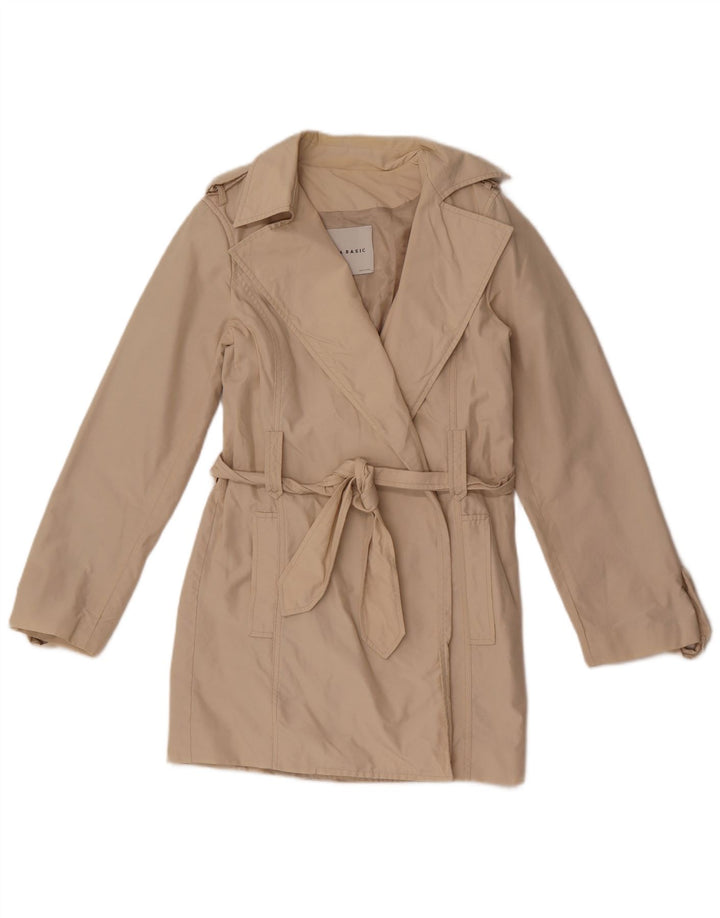 Zara Γυναικεία Κοντή καμπαρντίνα UK 10 Small Beige βαμβακερό