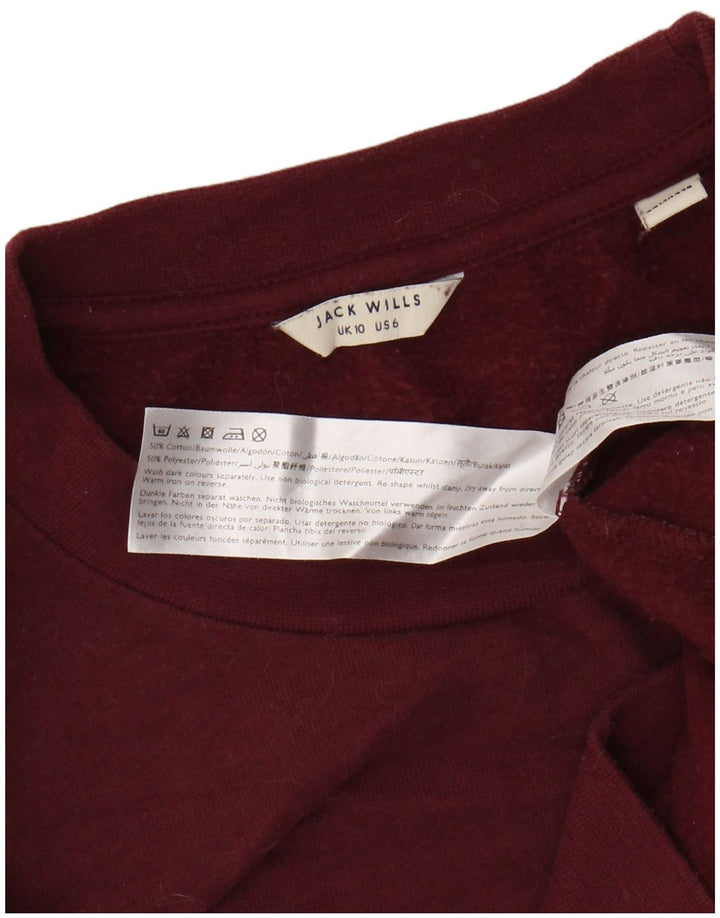 JACK WILLS Γυναικείο φούτερ μεγάλου μεγέθους Jumper UK 10 Small Maroon βαμβακερό