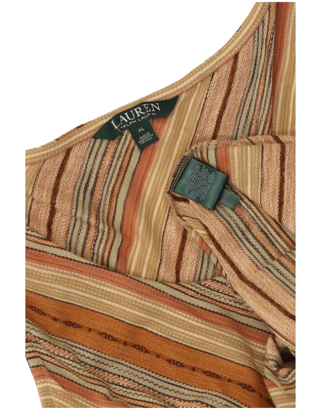 RALPH LAUREN Γυναικείο μάξι αμάνικο φόρεμα UK 18 XL μπεζ ριγέ