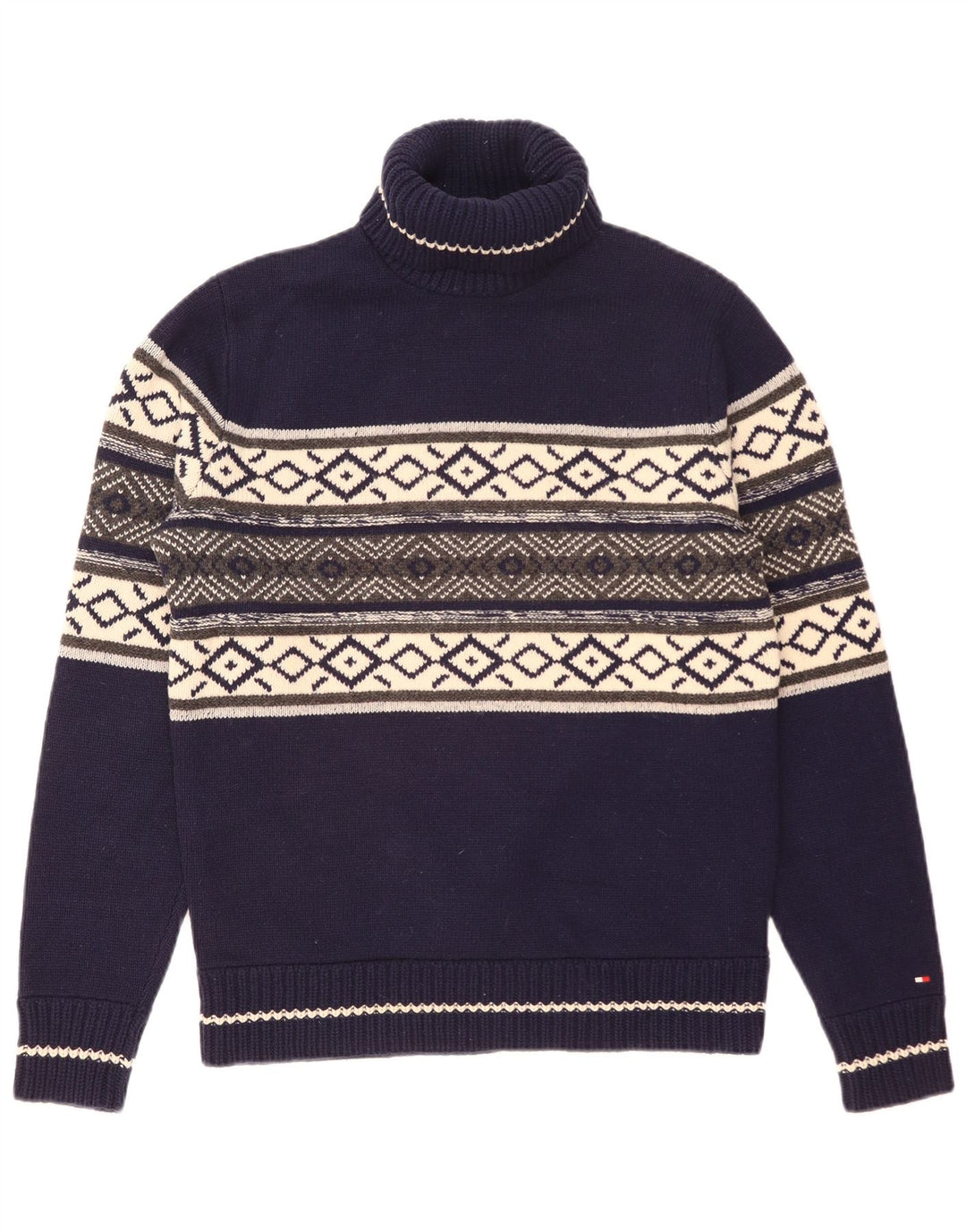 Tommy Hilfiger Ανδρικό πουλόβερ με ρολό λαιμόκοψη, μεσαίο Navy Blue Fair Isle
