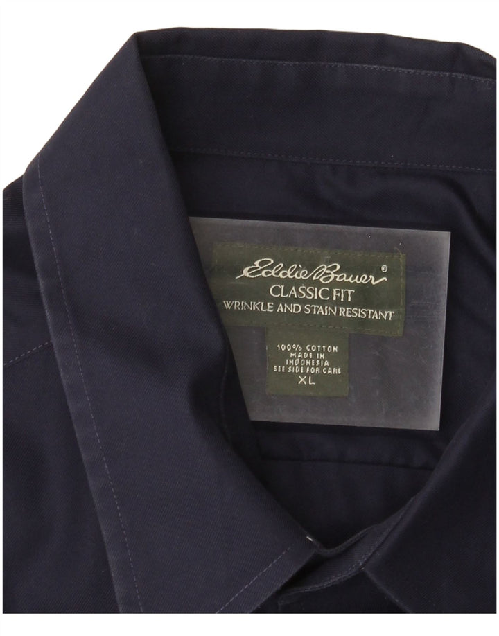 EDDIE BAUER Ανδρικό πουκάμισο Classic Fit XL Navy Blue από βαμβάκι