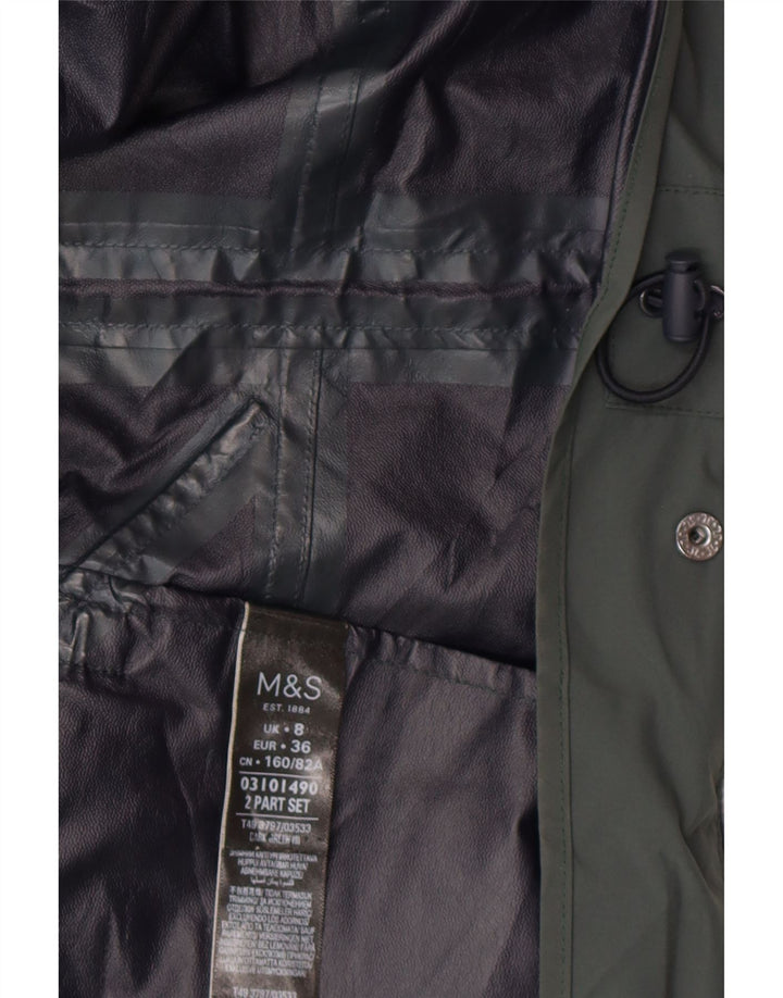 MARKS & SPENCER Γυναικείο μπουφάν Parka με κουκούλα UK 8 Small Green Polyamide