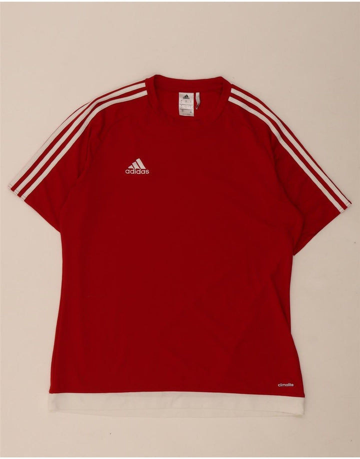ADIDAS Mens T-Shirt Top Large Red Polyester Vintage Adidas and Second-Hand Adidas from Messina Hembry 