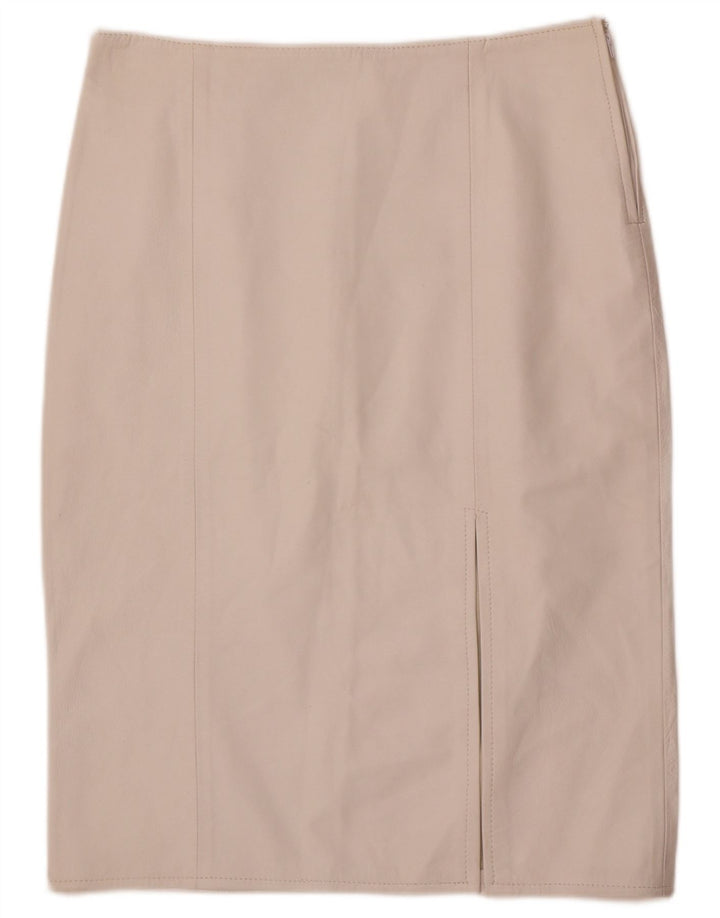 Vintage Γυναικεία Δερμάτινη Φούστα IT 48 XL W32 Λευκή