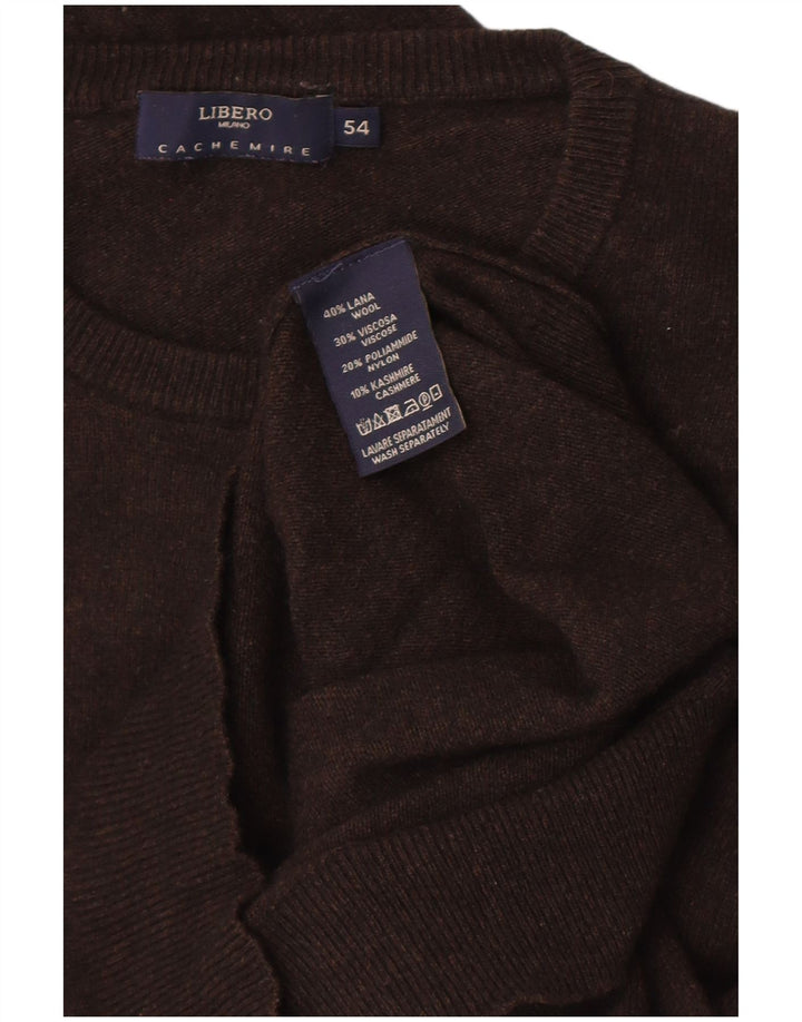 Ανδρικό πουλόβερ Libero Crew Neck Jumper IT 54 XL Καφέ μαλλί