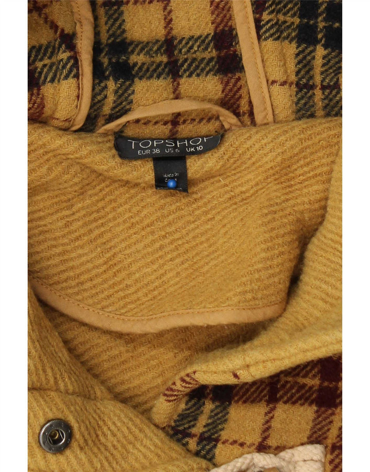 Topshop Γυναικείο μπουφάν Duffle με κουκούλα UK 10 Small Yellow Check Wool