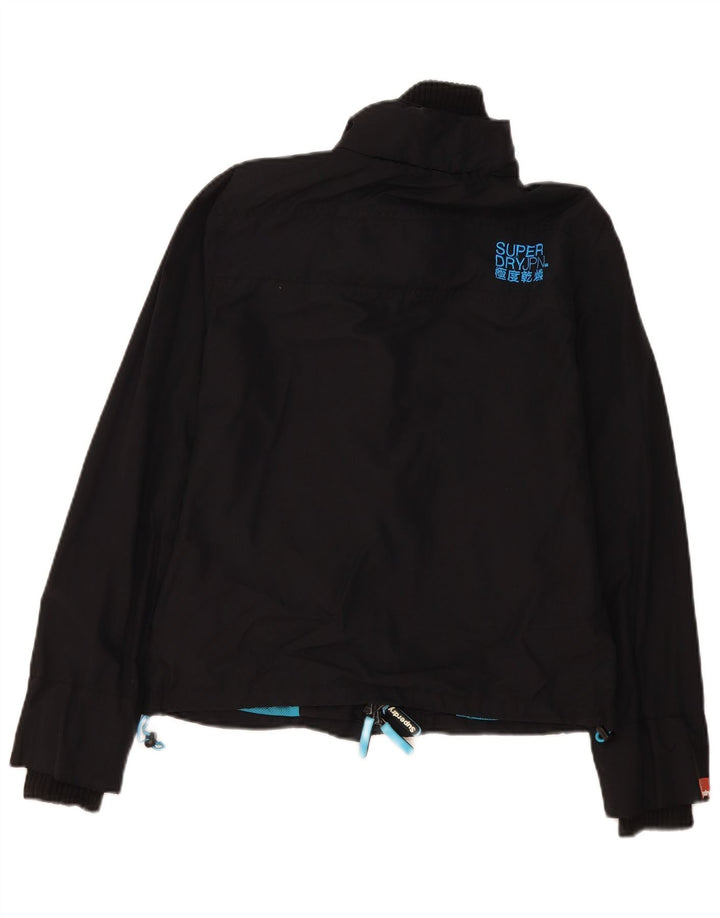 Superdry Womens The Windcheater Windbreaker Jacket UK 16 Large Black Nylon