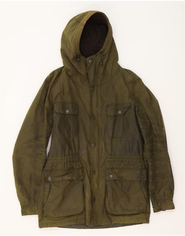 Μπουφάν Barbour Mens Hooded Waxed Cotton Jacket UK 38 Medium Khaki Cotton
