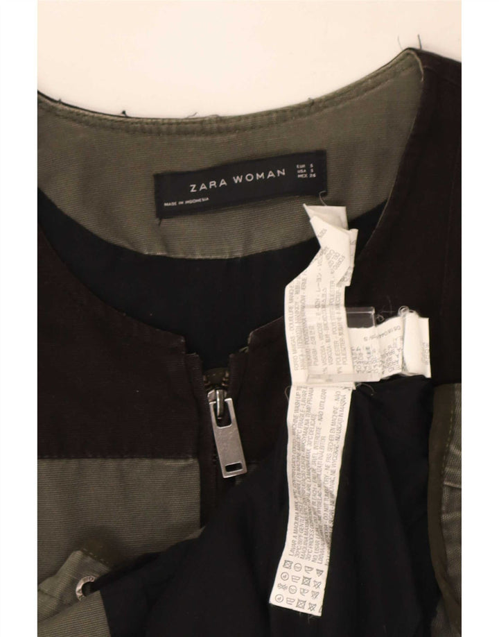 Zara Γυναικείο Utility Jacket UK 10 Small Khaki Colorblock Viscose