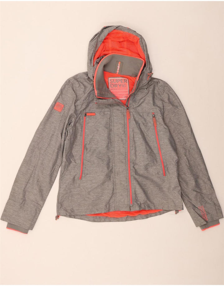 Superdry γυναικείο μπουφάν βροχής με κουκούλα UK 18 XL γκρι νάιλον
