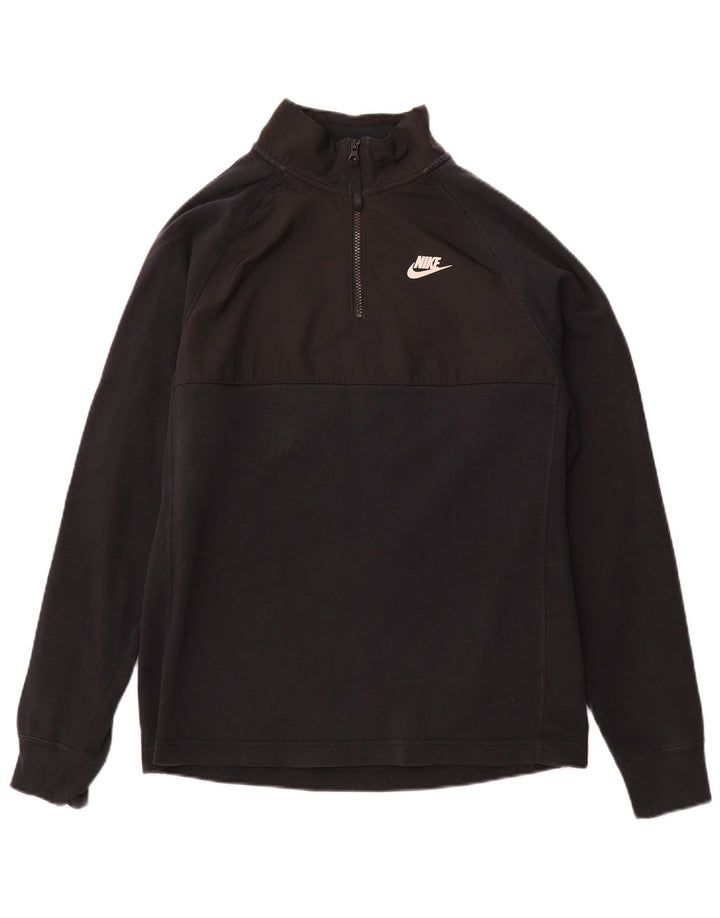 Ανδρικό φούτερ NIKE με φερμουάρ με λαιμόκοψη, μικρό μαύρο βαμβακερό