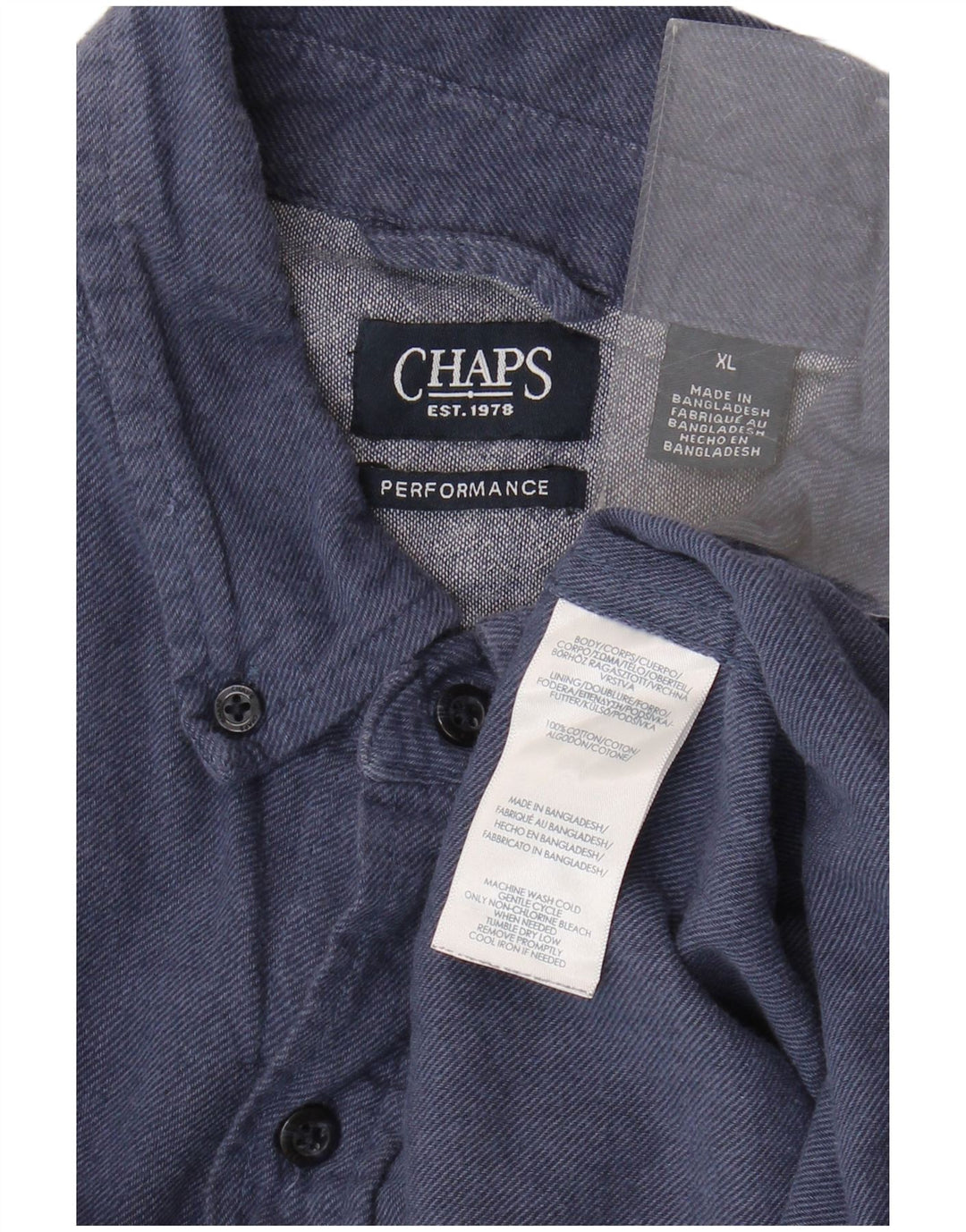 Chaps Ανδρικό φανελένιο πουκάμισο XL Navy Blue Cotton
