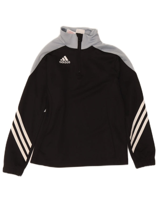 Adidas Boys Climalite Pullover Tracksuit Top 7-8 Years Small Black