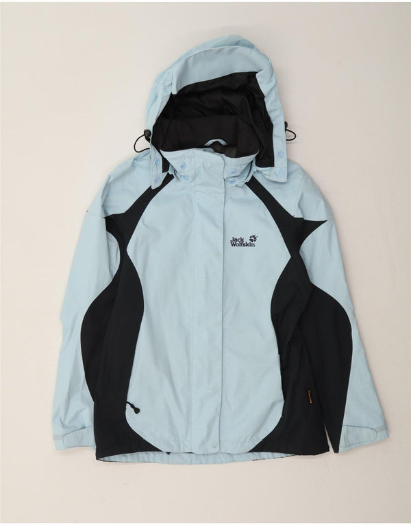 Jack Wolfskin Γυναικείο μπουφάν βροχής με κουκούλα UK 10 Small Blue Colourblock