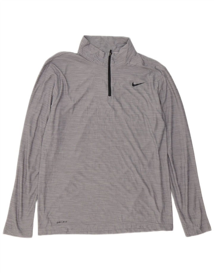 Ανδρική φόρμα Nike Dri Fit με φερμουάρ πουλόβερ στο επάνω μέρος με μεσαίο γκρι pinstripe