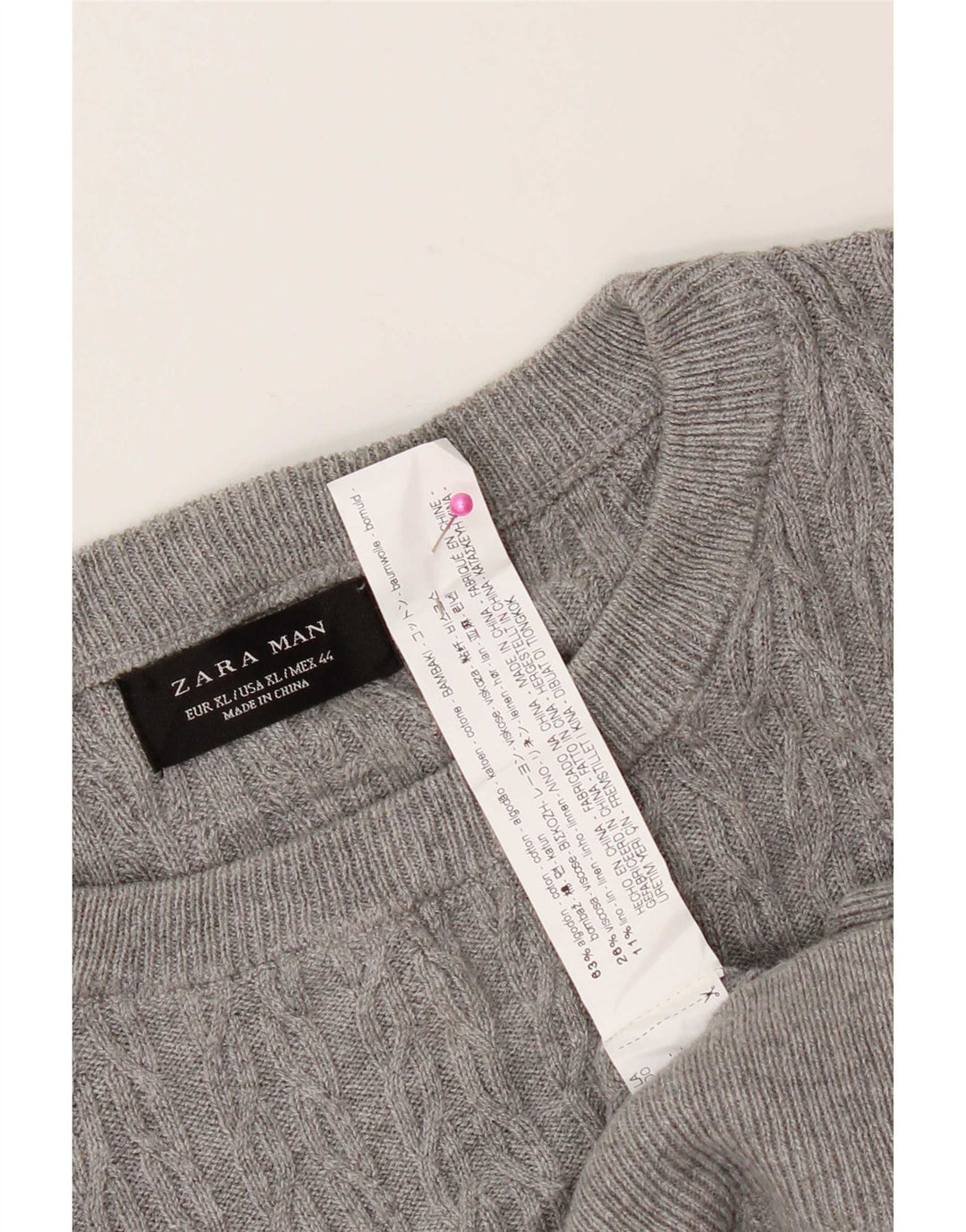 Ανδρικό πουλόβερ Zara Crew Neck Jumper XL Γκρι βαμβακερό