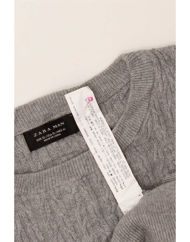 Ανδρικό πουλόβερ Zara Crew Neck Jumper XL Γκρι βαμβακερό