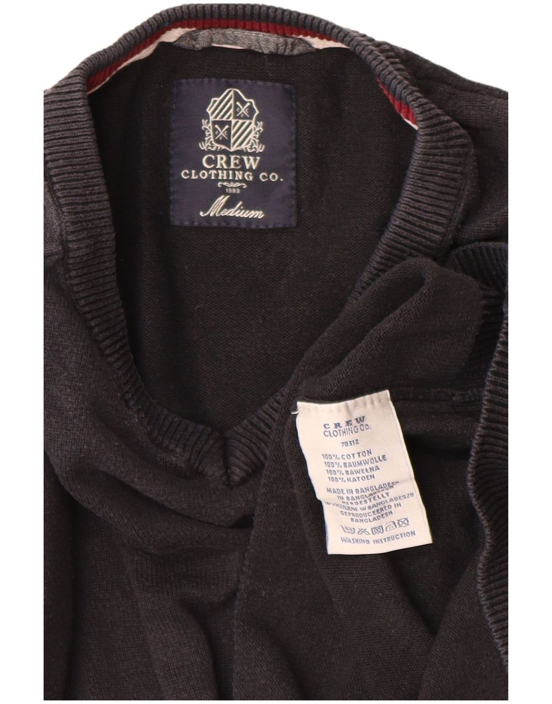 CREW CLOTHING Ανδρικό πουλόβερ πουλόβερ με λαιμόκοψη σε μεσαίο μαύρο βαμβακερό