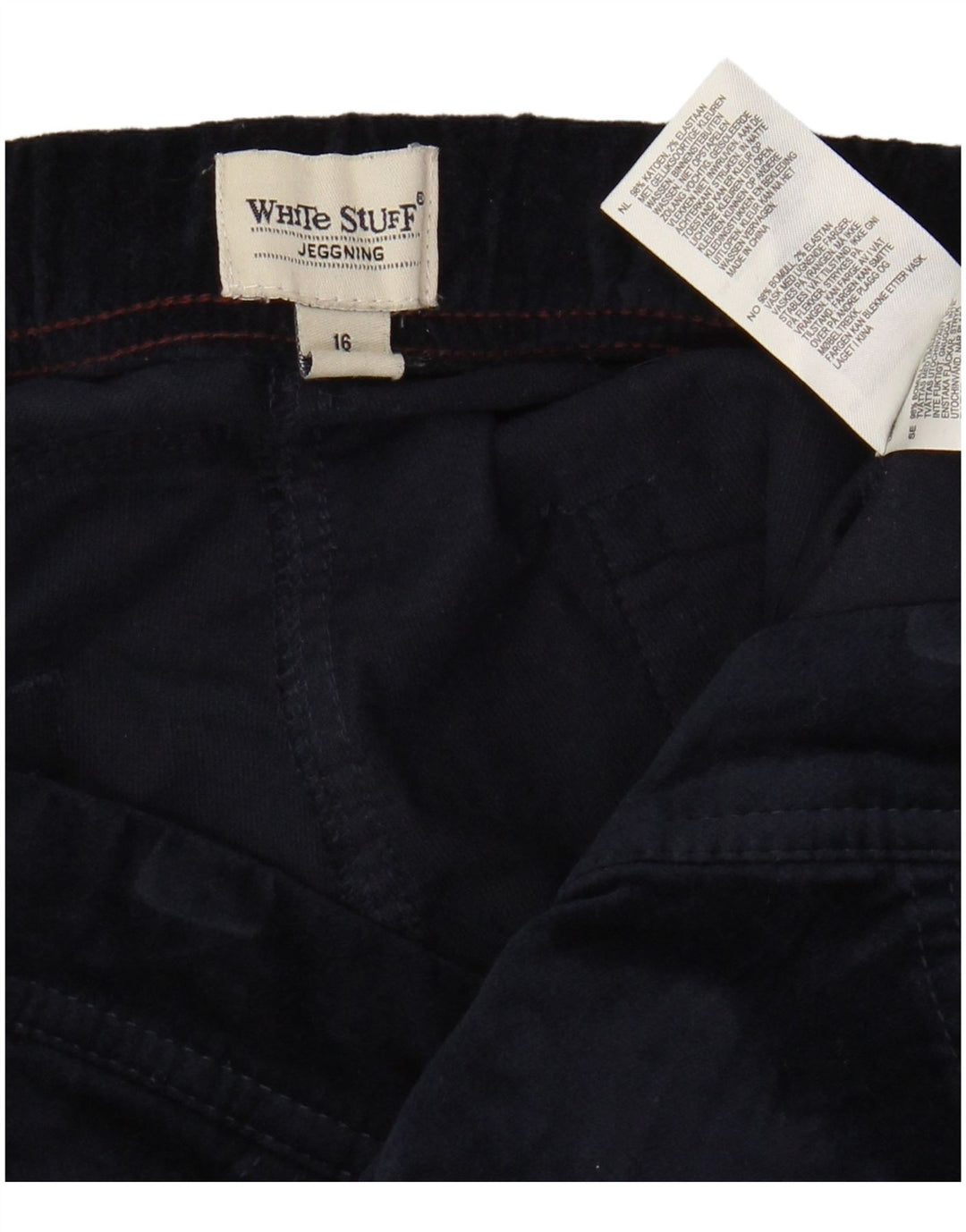 WHITE STUFF Γυναικείο Velvet Casual Παντελόνι UK 16 Large W32 L30 Navy Blue