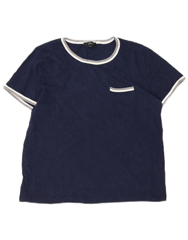 J. Crew Womens T-Shirt Top UK 16 Large Navy Blue Flecked Cotton