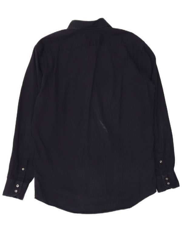 LACOSTE Mens Regular Fit Shirt Size 40 Medium Navy Blue Cotton