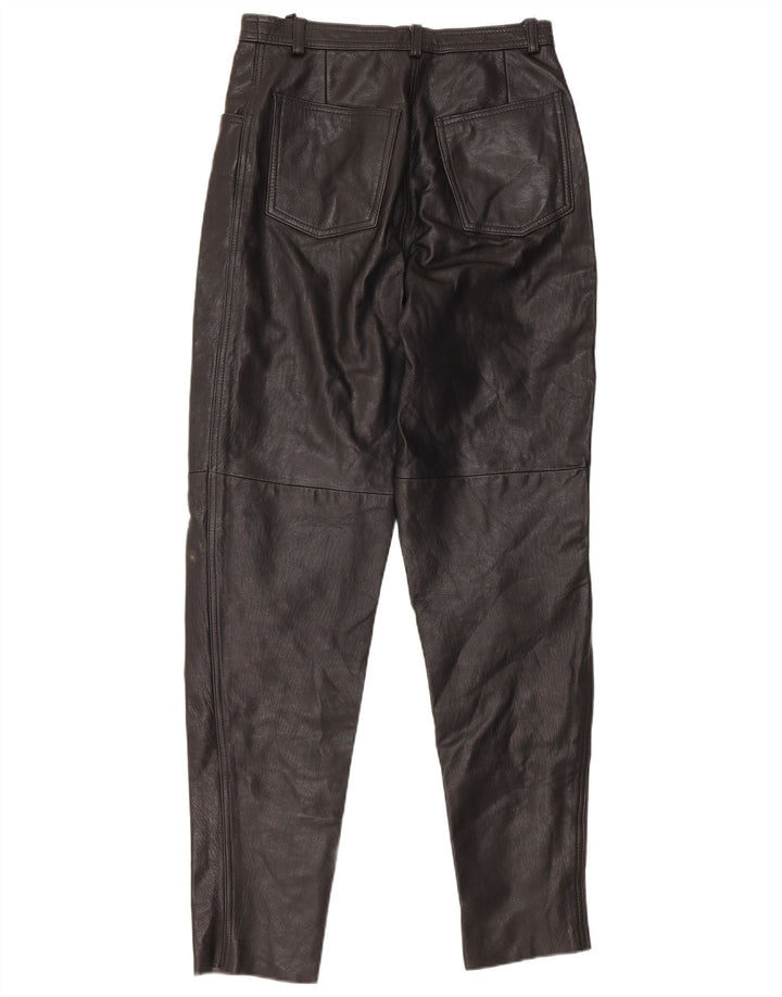 Γυναικείο ψηλόμεσο παντελόνι VINTAGE IT 46 μεγάλο W28 L32 μαύρο δέρμα