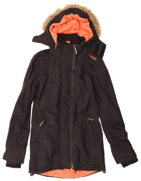 Superdry γυναικείο μπουφάν Parka με κουκούλα UK 2 2XS Μαύρο