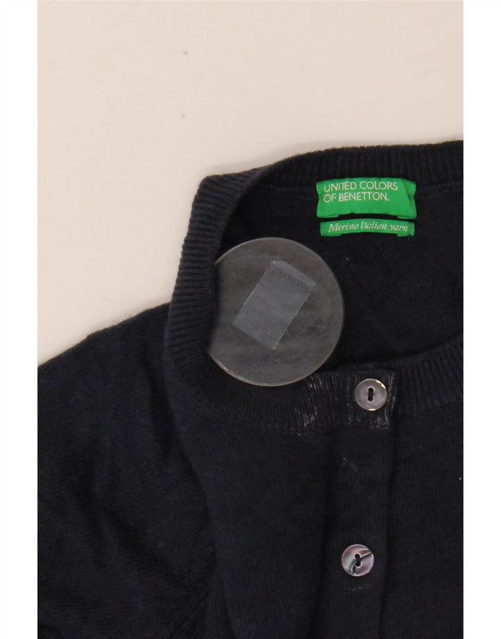 BENETTON Γυναικεία ζακέτα Crop UK 6 XS Navy Blue Merino Wool