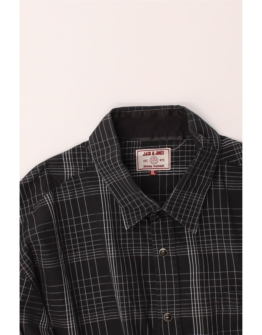 JACK & JONES Mens Shirt XL Black Check Cotton Vintage Jack & Jones and Second-Hand Jack & Jones from Messina Hembry 