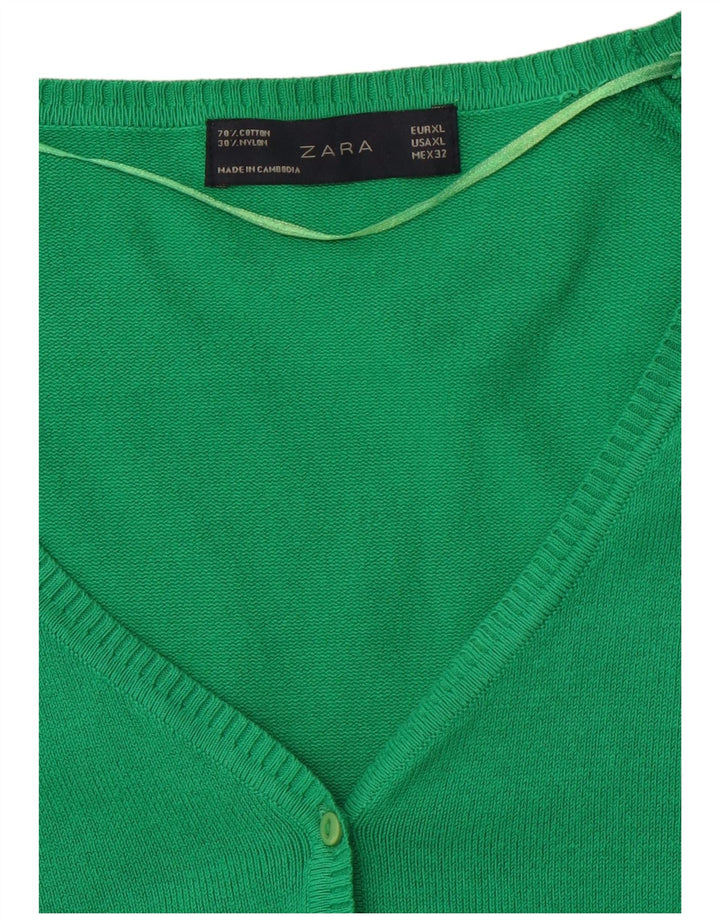 Γυναικείο πουλόβερ ZARA Ζακέτα UK 18 XL Πράσινο βαμβακερό
