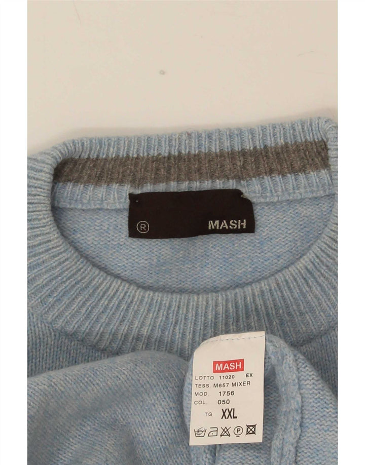 Mash Ανδρικό πουλόβερ με λαιμόκοψη 2XL μπλε μαλλί