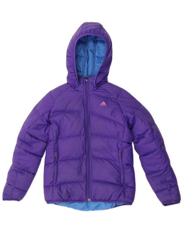 Adidas Girls Hooded Jacket 11-12 Years Purple Nylon