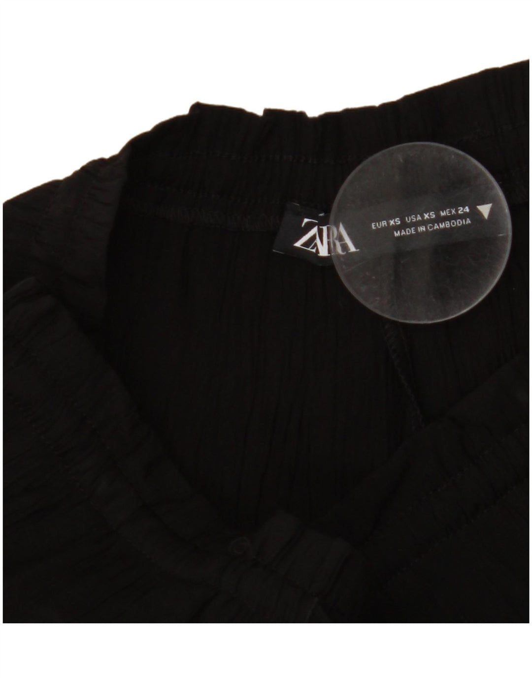 ZARA γυναικείο ψηλόμεσο φαρδύ παντελόνι UK 4 XS W24 L11 μαύρο