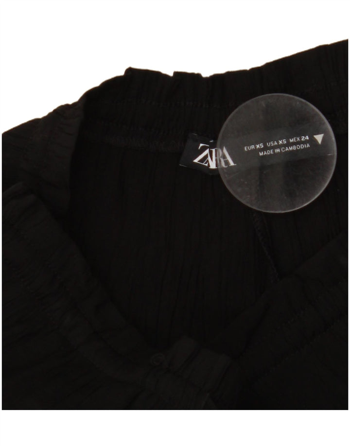 ZARA γυναικείο ψηλόμεσο φαρδύ παντελόνι UK 4 XS W24 L11 μαύρο