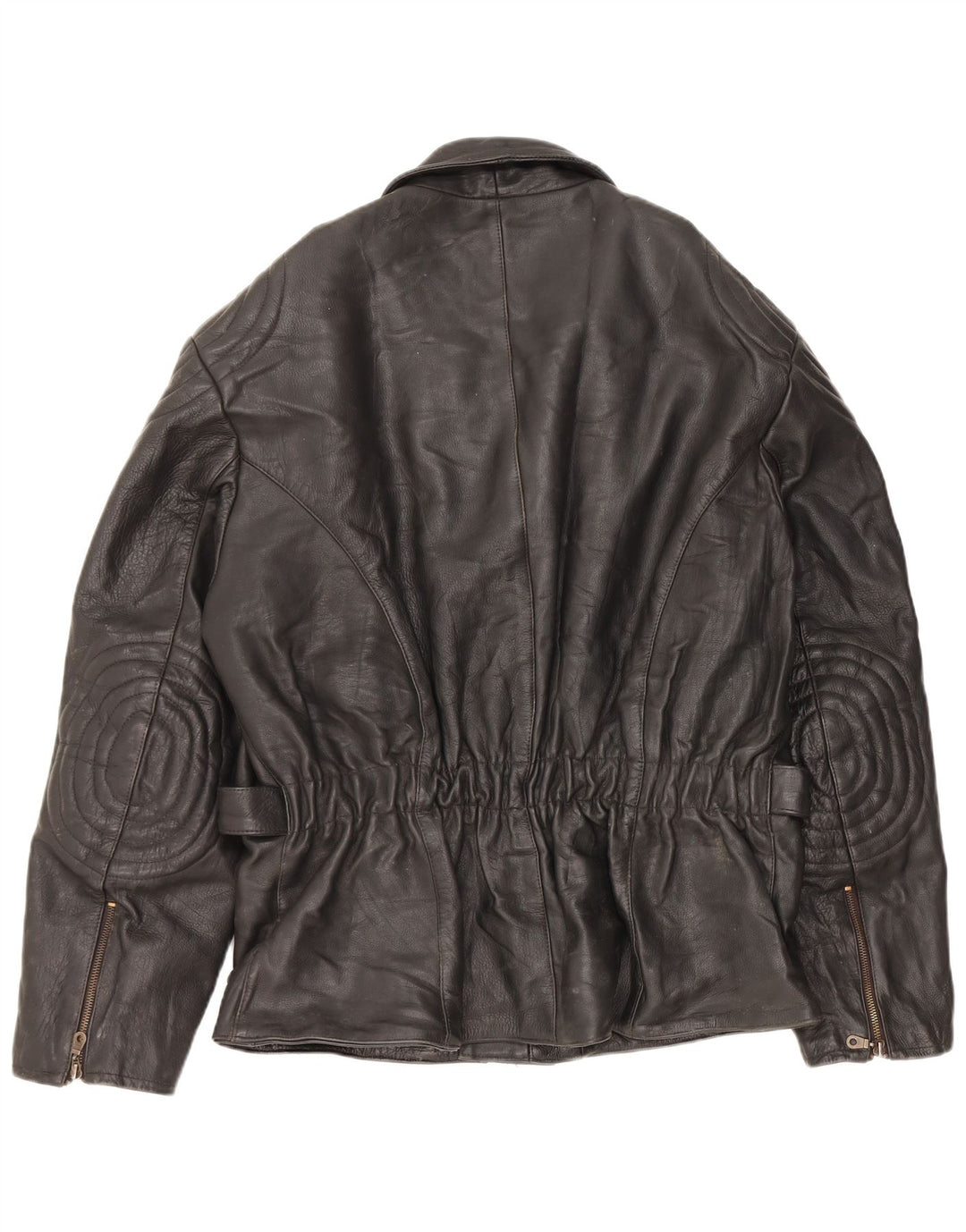 Vintage Γυναικείο Δερμάτινο Μπουφάν Biker UK 22 3XL Μαύρο Δερμάτινο