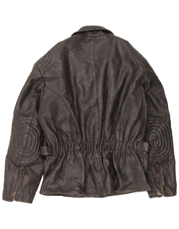 Vintage Γυναικείο Δερμάτινο Μπουφάν Biker UK 22 3XL Μαύρο Δερμάτινο