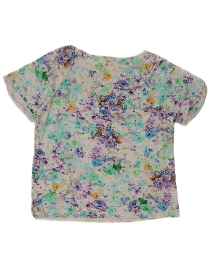 BENETTON Γυναικείο T-Shirt Top UK 14 Μεγάλο πολύχρωμο Floral