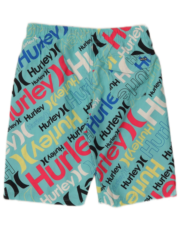 Hurley Boys γραφικά σορτς κολύμβησης 12-13 ετών μεγάλο τιρκουάζ πολυεστέρα