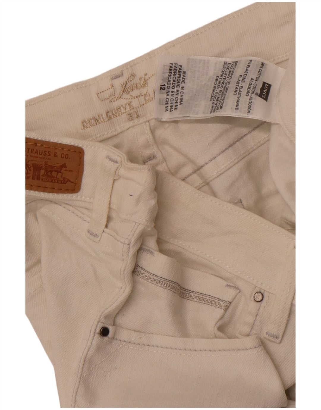 Γυναικείο Levi's Capri Jeans US 12 Large W32 L22 Λευκό βαμβακερό