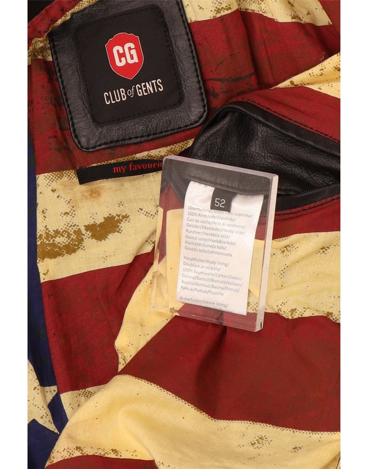 VINTAGE Ανδρικό Δερμάτινο Μπουφάν Biker IT 52 XL Μαύρο Δερμάτινο