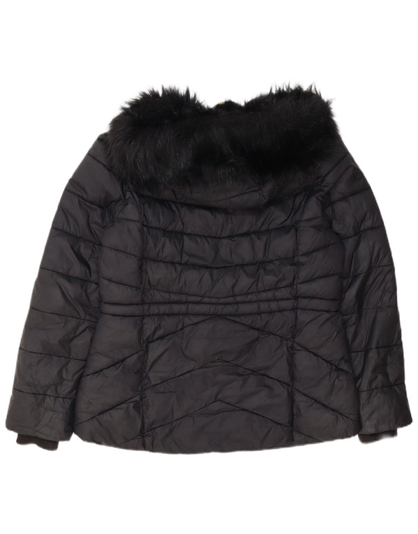 Γυναικείο μπουφάν με κουκούλα Barbour UK 14 μεγάλο μαύρο πολυεστέρα