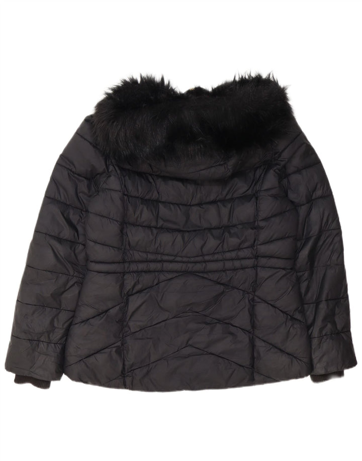 Γυναικείο μπουφάν με κουκούλα Barbour UK 14 μεγάλο μαύρο πολυεστέρα